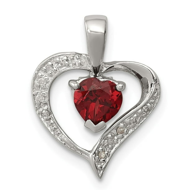 Red Garnet CZ Heart Pendant 925 Sterling Silver January Birthstone Necklace Red Garnet CZ Heart Pendant 925 Sterling Silver January Birthstone Necklace